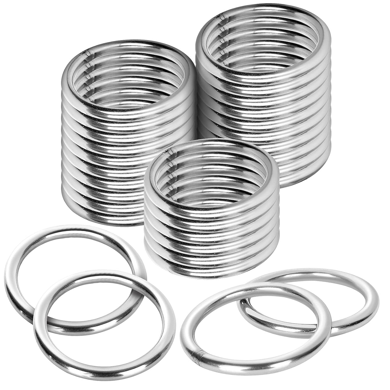 30 anillos de metal para manualidades, anillos tóricos de metal de 2 pulgadas1.969 in, anillos redondos de acero inoxidable 304 para macramé,