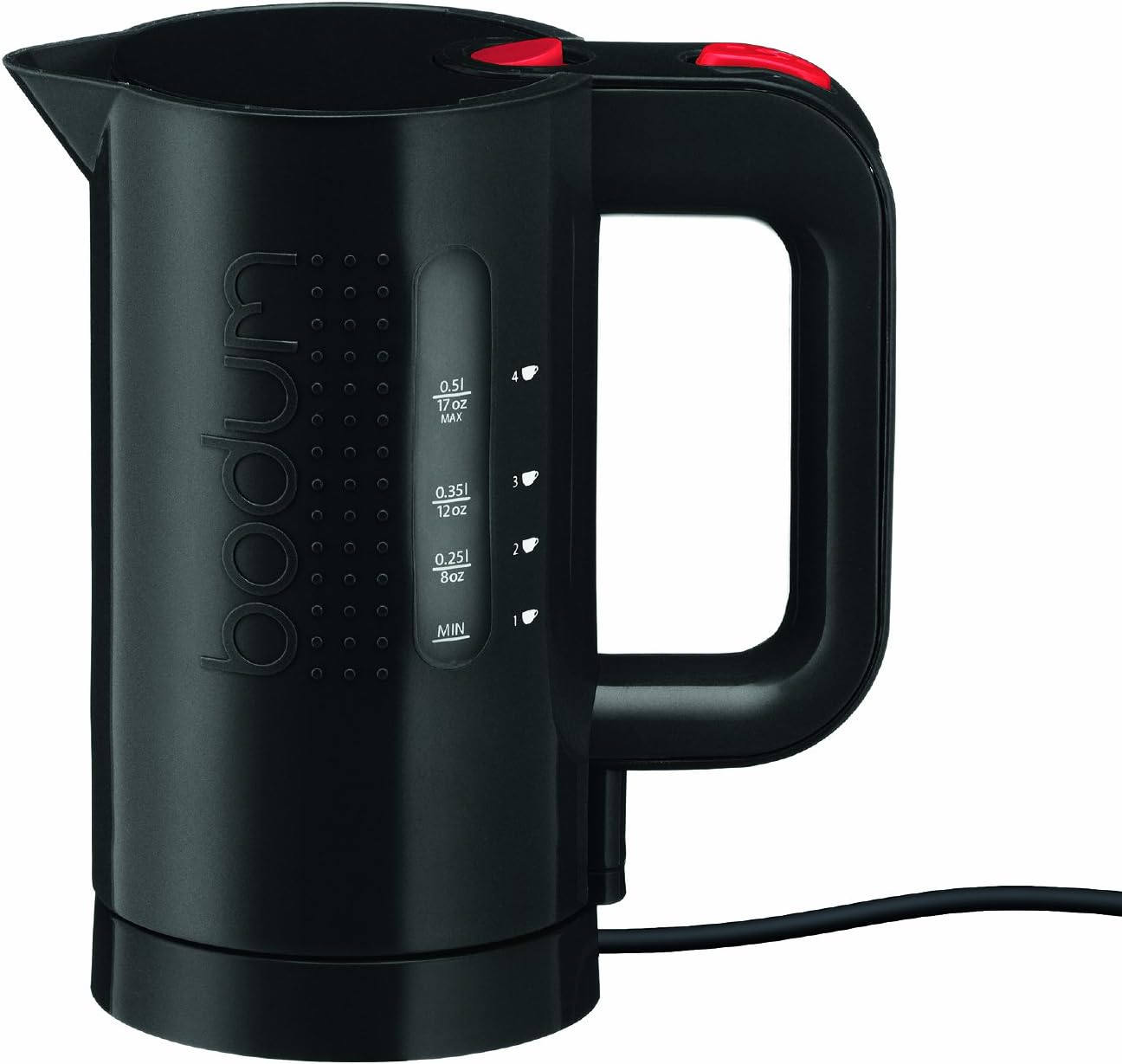 Bodum Bistro – Hervidor eléctrico de agua, 17 onzas, negro y cafetera de prensa francesa brasileña 10948-01BUS, 12 onzas, color negro