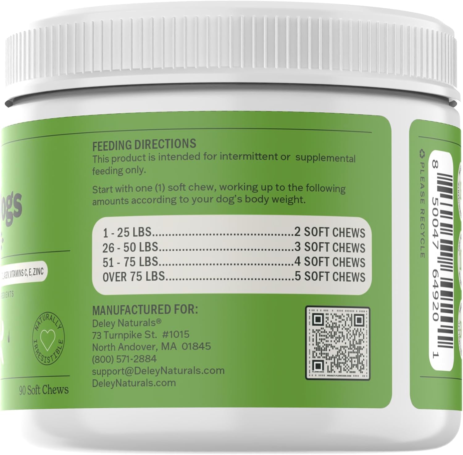Deley Naturals Masticables Omega para la piel y el pelaje, aceite de pescado Omega 3 con DHA y EPA, biotina, colágeno, vitaminas C, E y zinc,