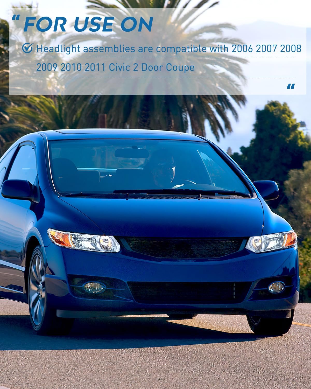 Nilight Conjunto de faros delanteros compatible con Honda Civic de 2 puertas 2006 2007 2008 2009 2010 2011 Honda Civic 2 puertas Coupé faros de