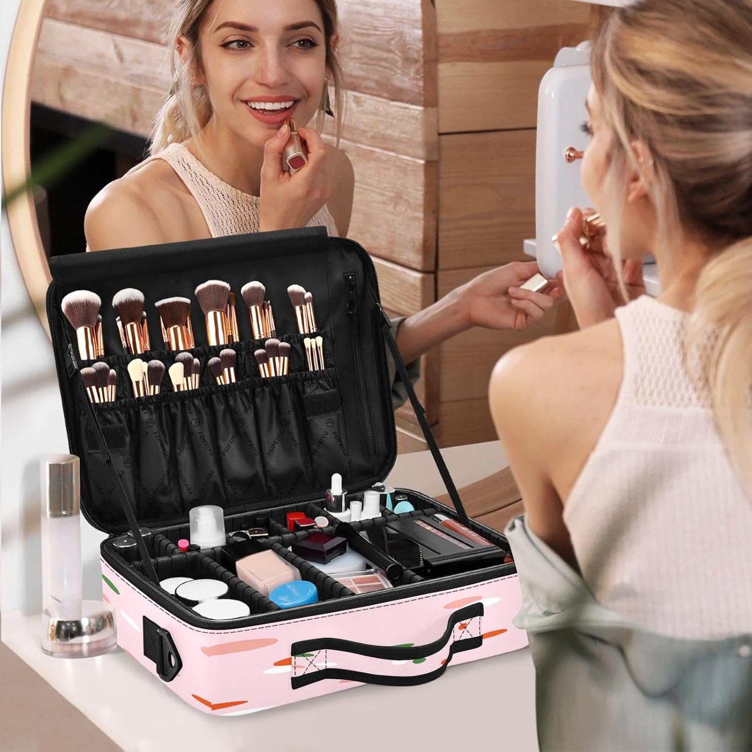 Pink Dot Minimalist everything cosmetic bag travel bag for women makeup bag zipper travel makeup bags cosmetiqueras para maquillaje men mens woman
