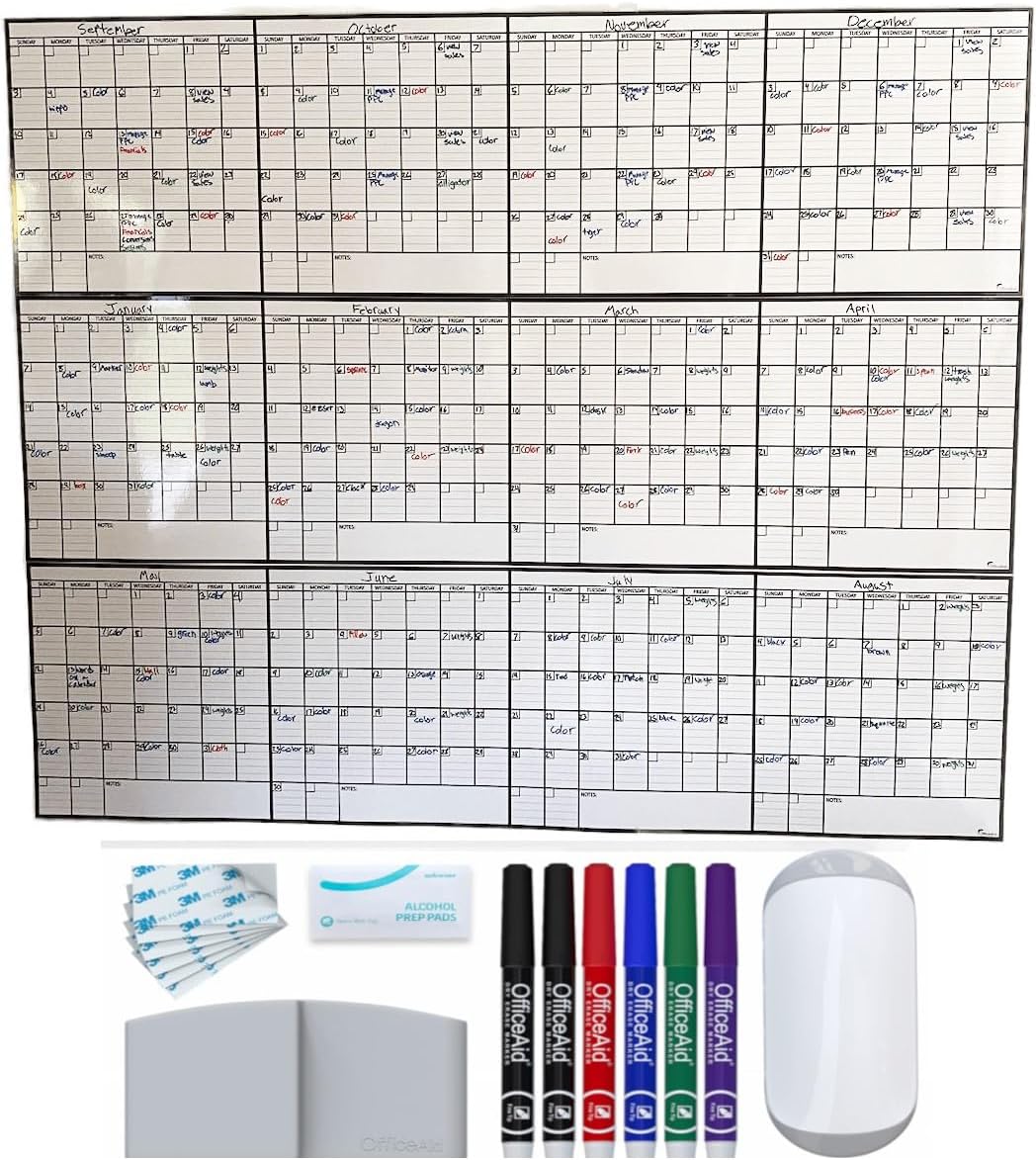 Planificador de pared de borrado en seco