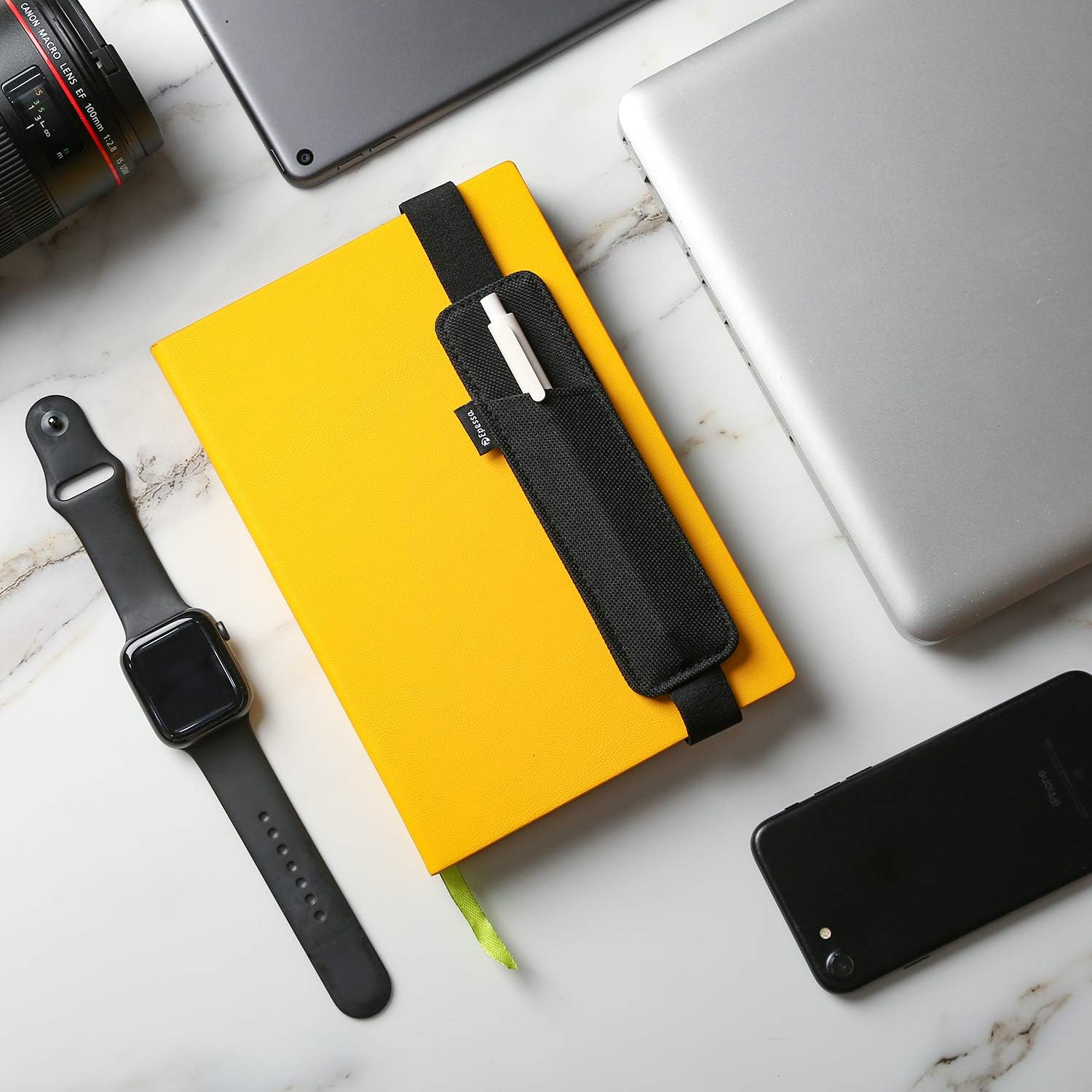 Epessa Soporte portátil para bolígrafo, soporte para lápices, funda para bolígrafos para diarios, cuadernos, libros, fundas rígidas para tabletas,