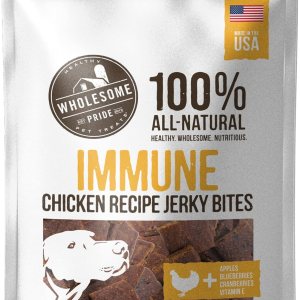 Wholesome Pride Receta de pollo funcional para perros de apoyo inmunológico Jerky Bites Golosinas para perros – 8 oz Wholesome Pride Receta de pollo funcional para perros de apoyo inmunológico Jerky Bites Golosinas para perros – 8 oz