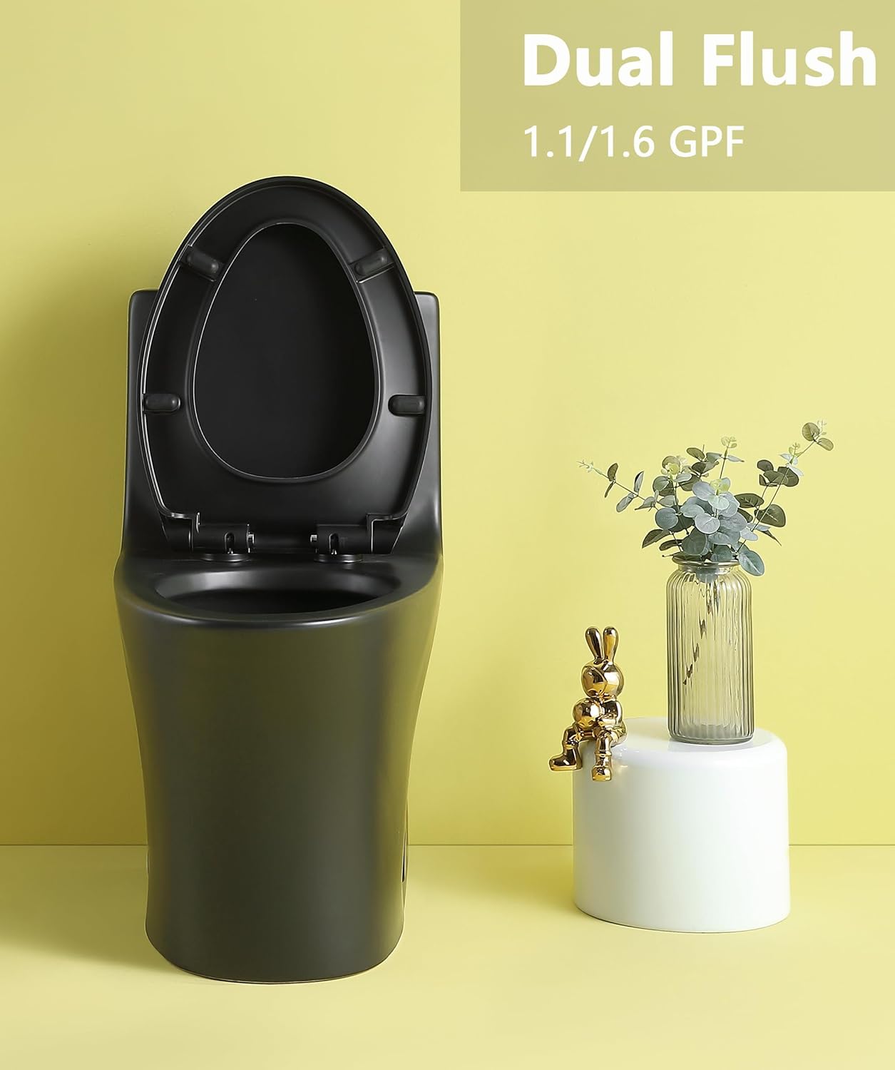 Inodoro de una pieza de inodoro de doble descarga alargado estándar moderno 1.11.6 GPF asiento de cierre suave ahorra agua potente y silencioso,