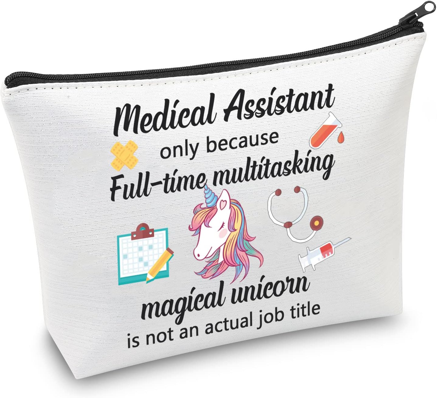 MBMSO Asistente médico bolsa de maquillaje MA regalo para enfermera, asistente médico, regalo de graduación, bolsa de cosméticos bolsa de unicornio,