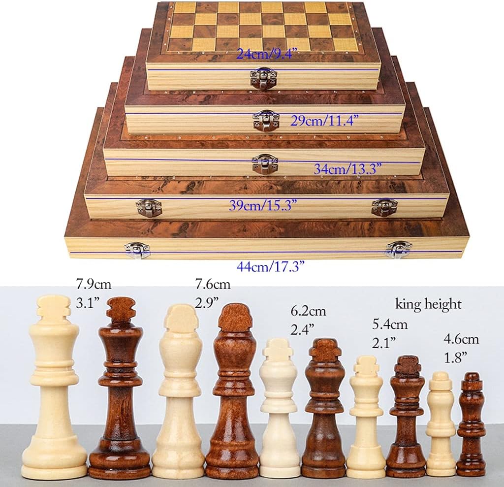 ROLTIN Juego de ajedrez de madera, tablero plegable de ajedrez de viaje, juego de ajedrez para principiantes para niños y adultos, regalos de