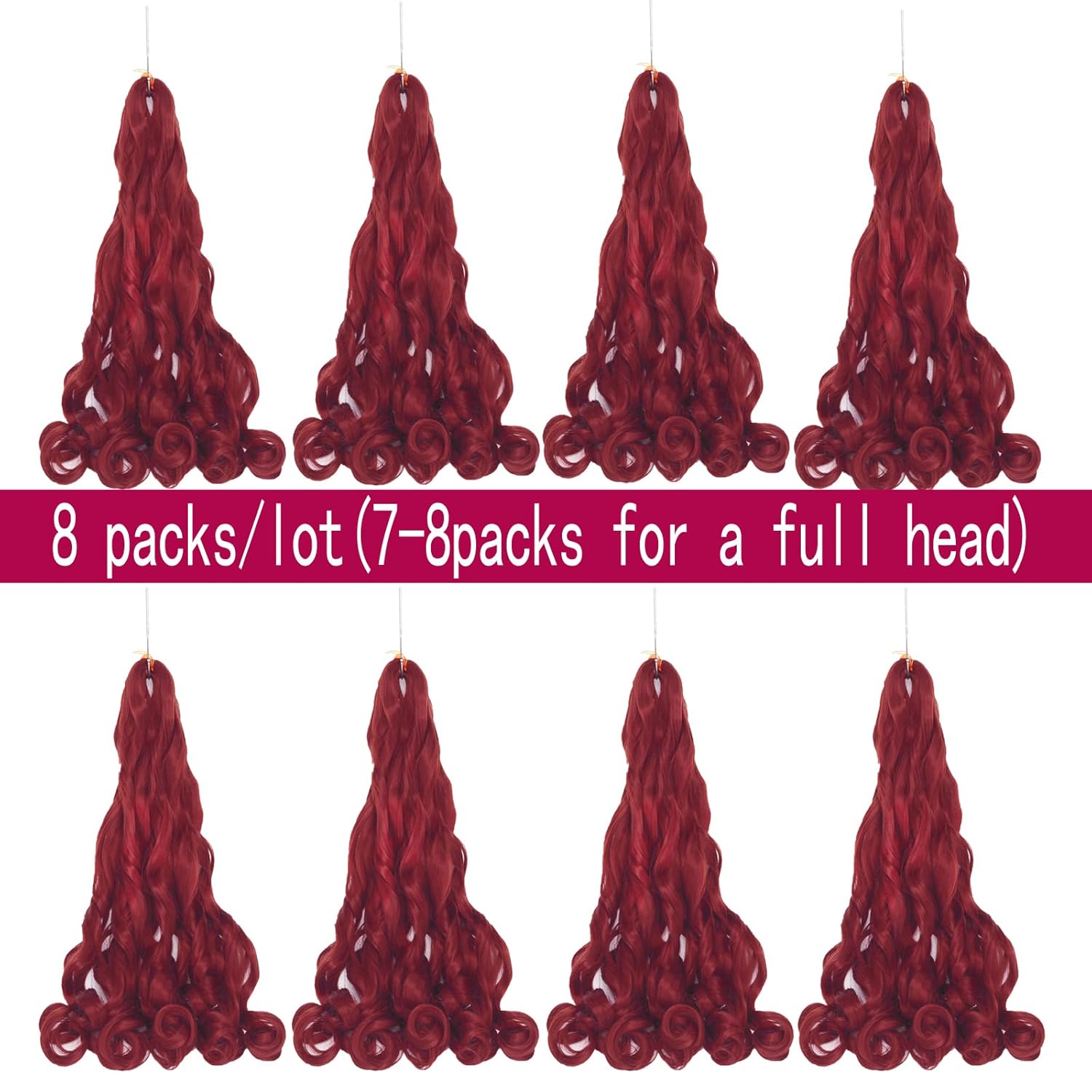8 paquetes de cabello rizado francés trenzado de 24 pulgadas, ondulado, suelto, espiral, rizado, de ganchillo para mujeres negras, cabello trenzado
