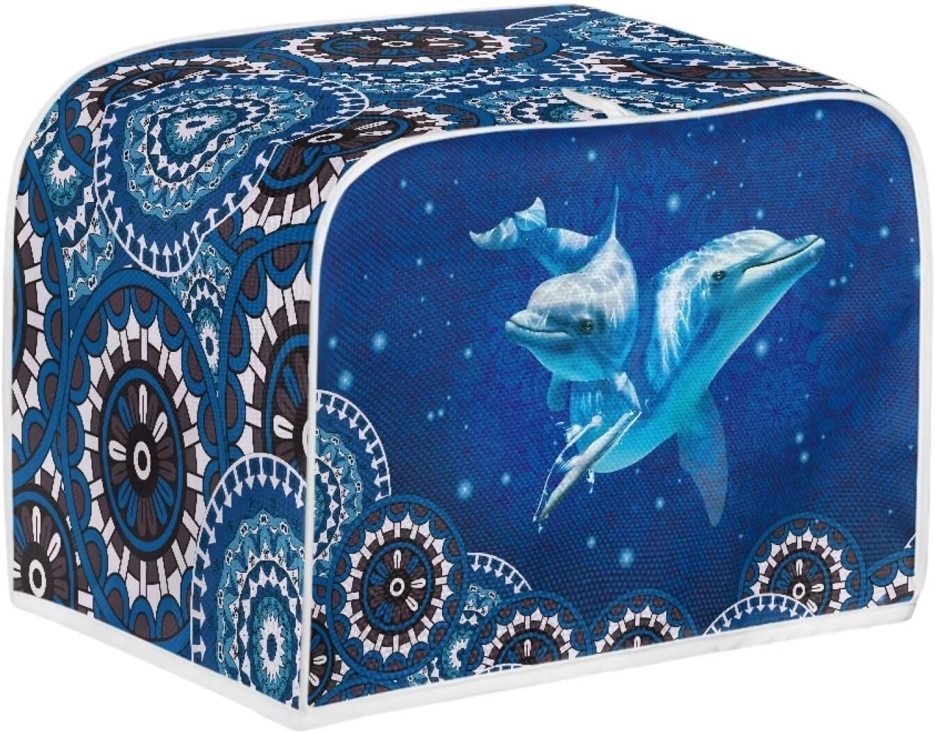 Aztec Blue Dolphins – Cubierta para tostadora de 4 rebanadas para mujer, estilo tribal polinesio, cubierta de electrodomésticos de cocina,