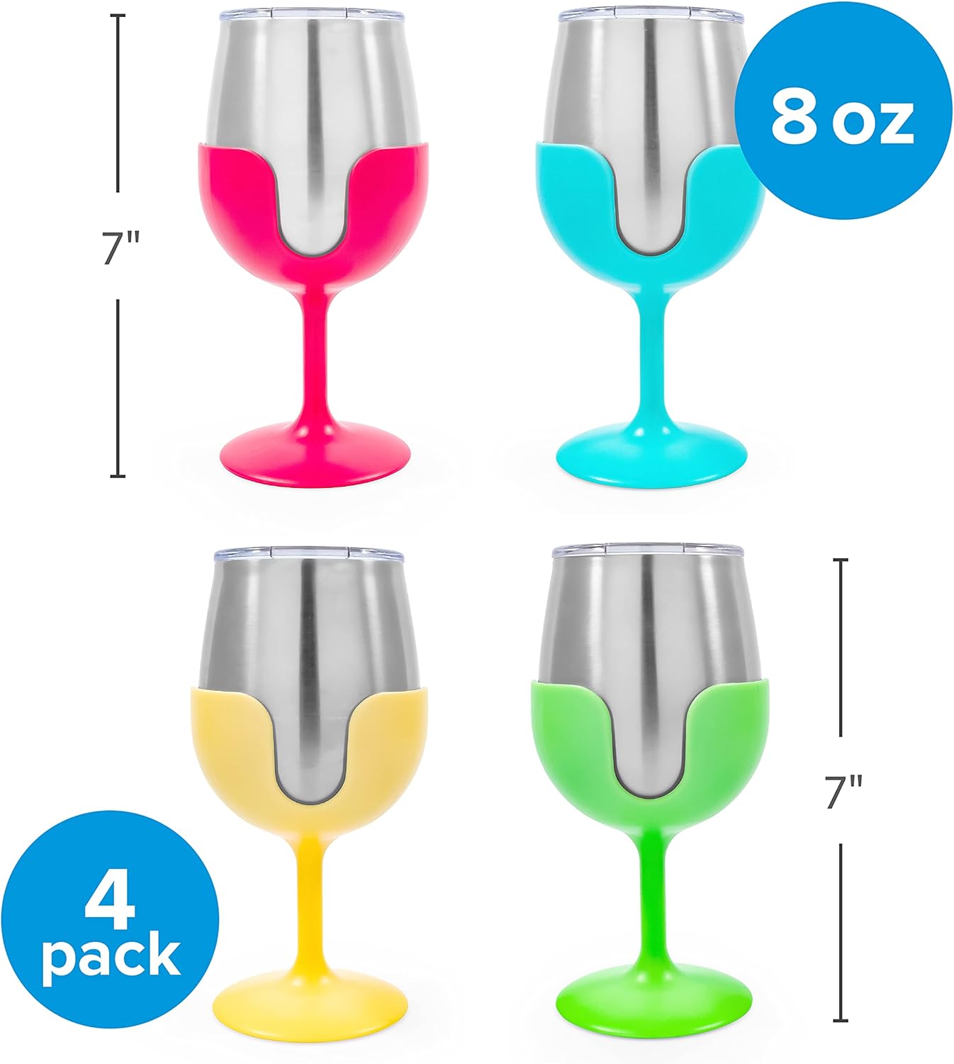 Camco Life is Better at The Campsite – Vaso de vino  Aislamiento al vacío de doble pared resistente  Hecho de acero inoxidable 188  Tallos
