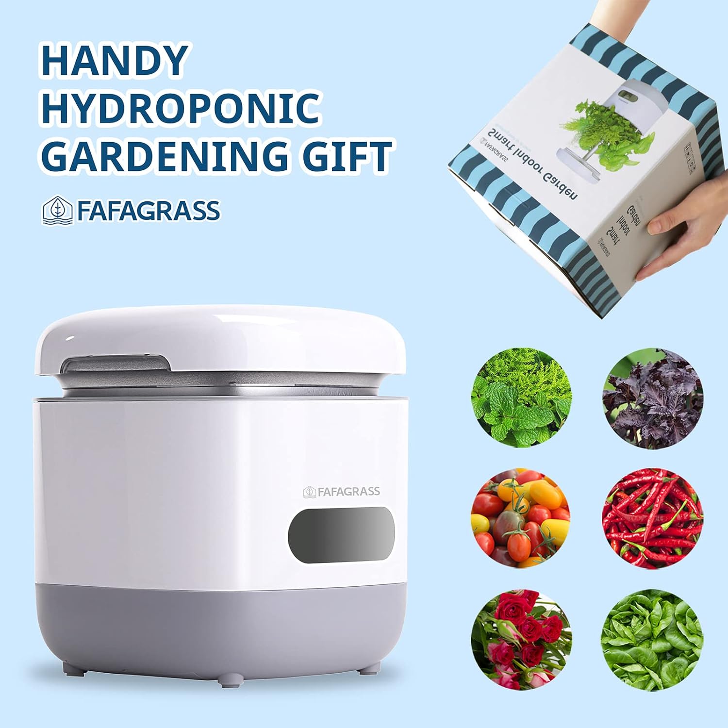 Sistema de cultivo hidropónico de jardín interior, kit de germinación de plantas FAFAGRASS Mini kit de jardín de hierbas para encimera de lámpara de
