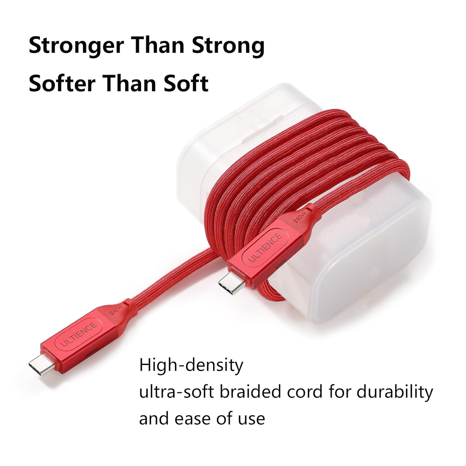Cable USB-C a USB-C de 240 W de carga rápida, compatible con monitor Thunderbolt 3USB4PD8K, cable trenzado de 4.9 pies con indicador LED