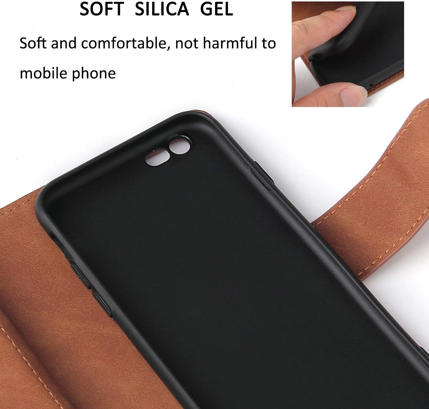 UEEBAI – Cartera clásica de cuero sintético con cierre magnético, funda de iPhone con cierre