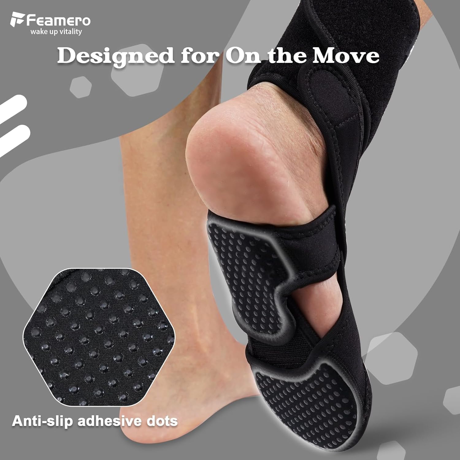 Soporte de pie caído para caminar en zapatos, soporte de tobillo ajustable, tendinitis de Aquiles, fascitis plantar, accidente cerebrovascular, ELA,