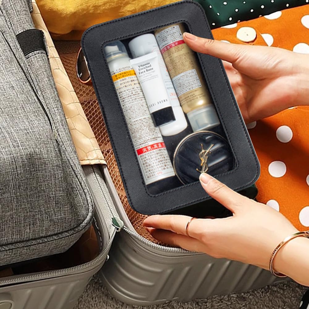 Bolsa de maquillaje transparente, bolsa de aseo aprobada por la TSA, bolsa de maquillaje de viaje, bolsa de viaje transparente para cosméticos,