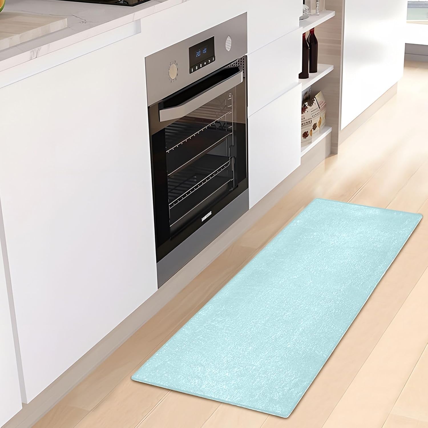 Aqua – Alfombra de felpa para baño, absorbente, antideslizante, con parte trasera de goma, lavable, 39 x 20 pulgadas
