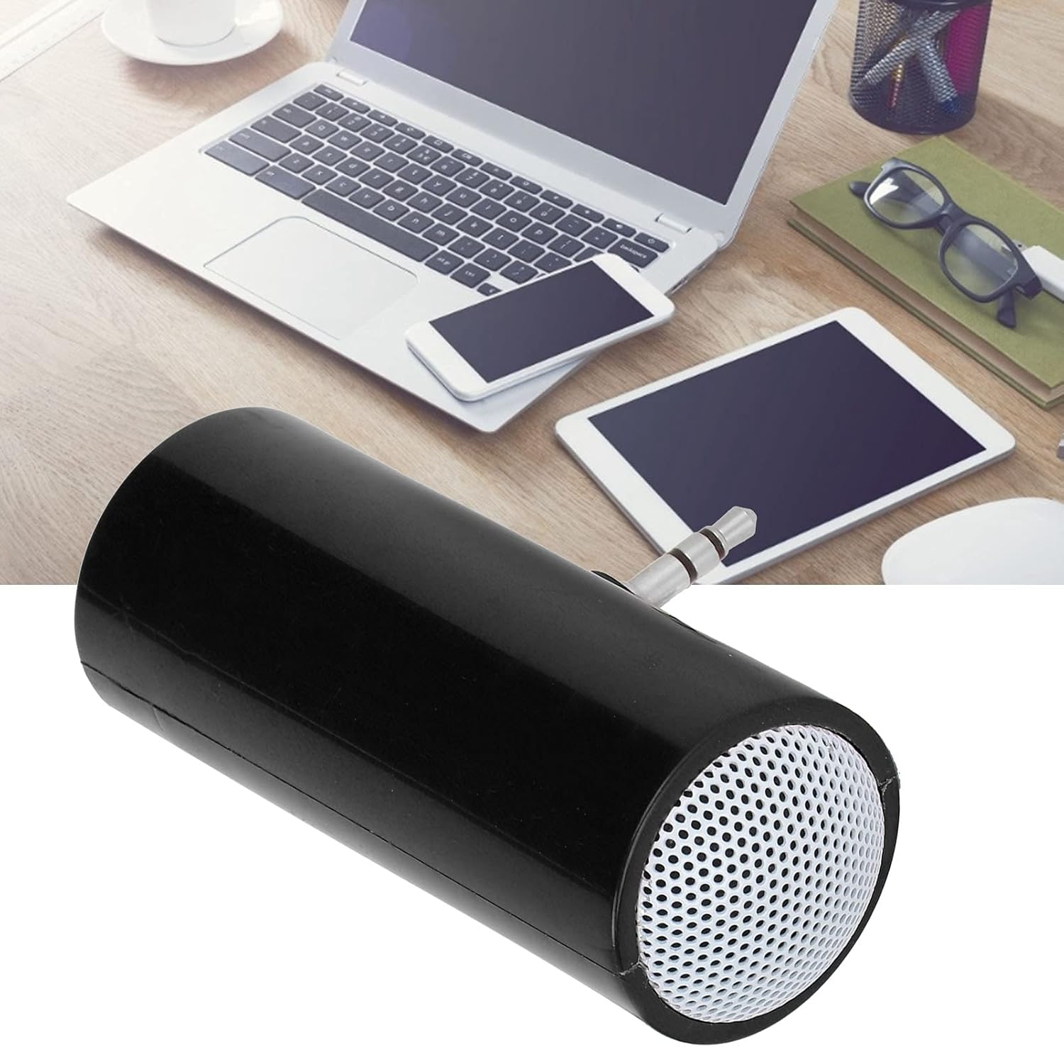 Diyeeni Mini altavoz portátil, altavoz enchufable con entrada de audio auxiliar de 0.138 in, altavoces de línea para teléfono inteligente,