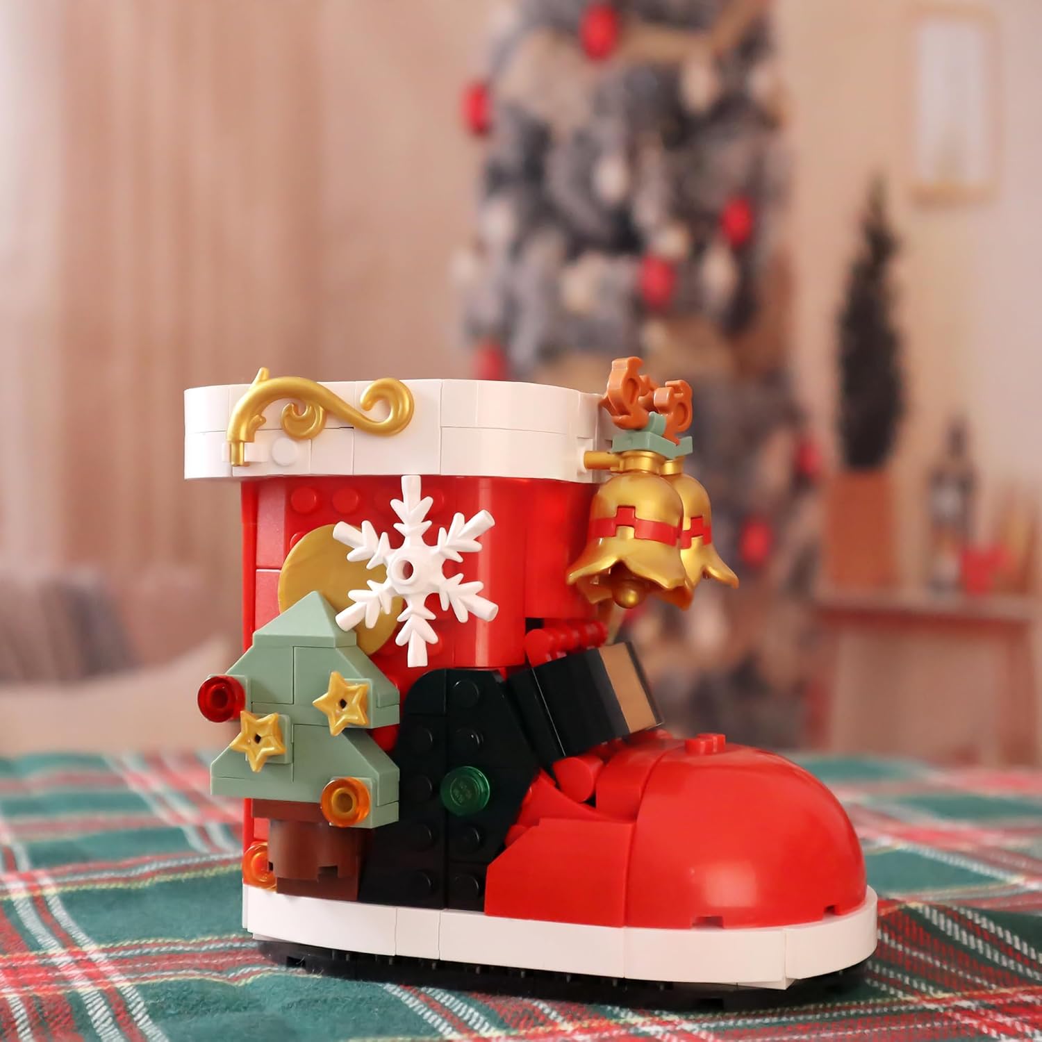 Juego de construcción de botas de nieve de Navidad, compatible con ladrillos de construcción de Navidad Lego, lindo juego de bloques de regalo de