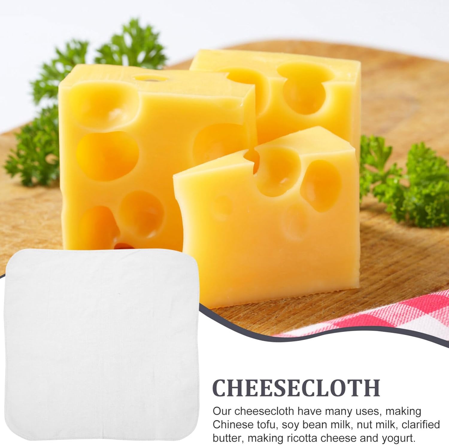 Kichvoe 6 piezas de estopilla de algodón de hilo de queso, reutilizables, sin blanquear, tela de tela de muselina de mantequilla para cocinar,