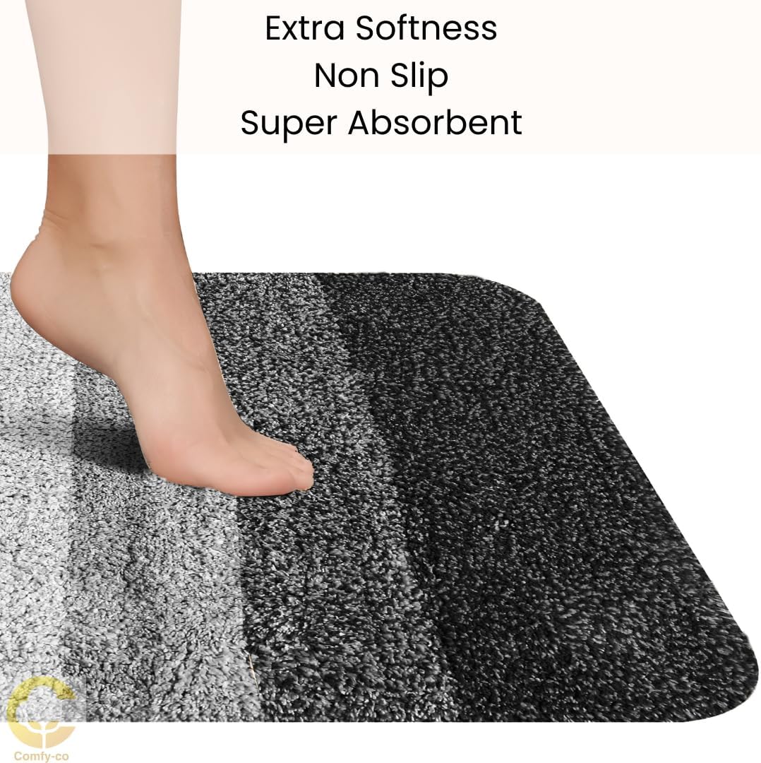 Alfombra de baño de 36 x 24 pulgadas, suave, absorbente, antideslizante, 100% algodón, alfombra de baño de felpa peluda, lavable a máquina, para