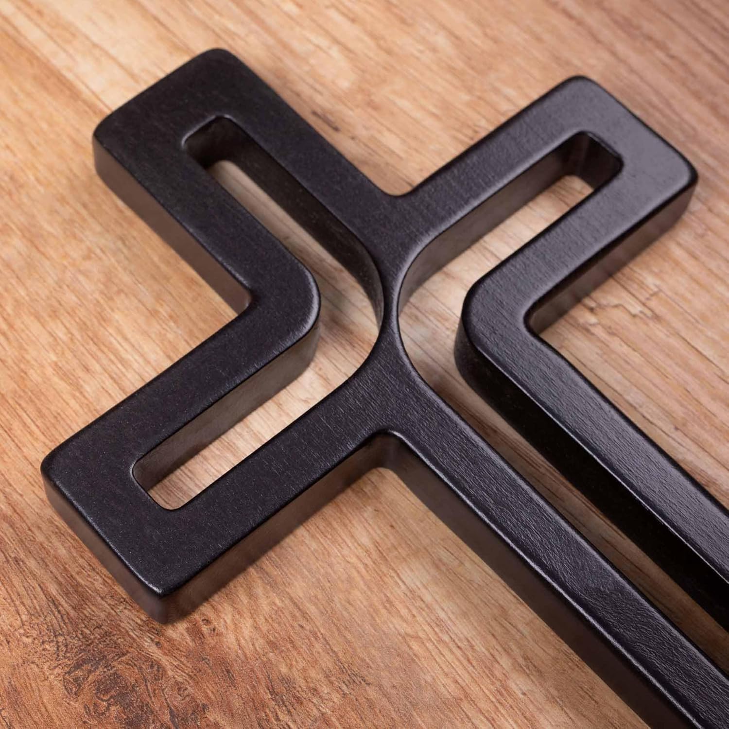4Soul Cruz de pared  Cruz de madera para pared  Cruz decorativa para colgar  10 pulgadas y 12 pulgadas (negro, mediano 10 pulgadas)