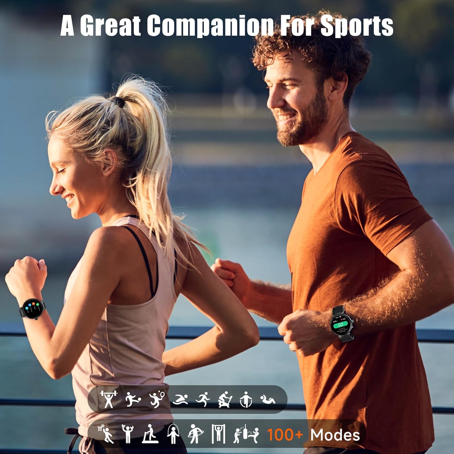 aigo Reloj inteligente para hombres y mujeres, llamadas Bluetooth, 107 modos deportivos, rastreador de fitness con frecuencia cardíaca, monitoreo