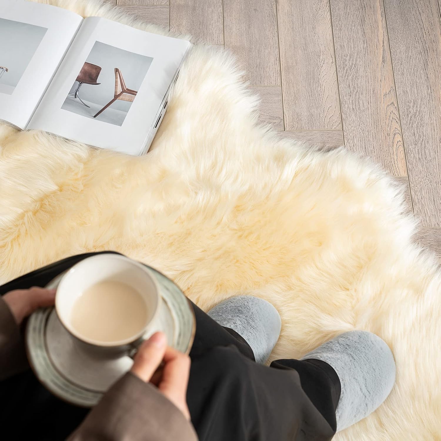 MIULEE – Tapete de pelo sintético de oveja, decorativo, supersuave, mullido, para poner al lado de la cama, sofá, suelo y habitación del bebé, 3 x 5