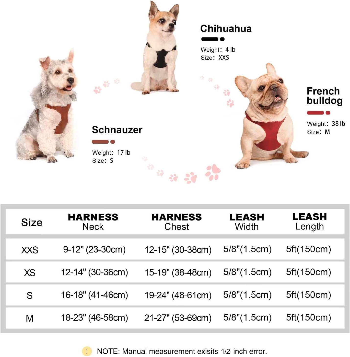 Didog Arnés sin tirones para perros pequeños, suave y ligero juego de arnés y correa para perros pequeños, duradero y ajustable, arnés de cuero XXS