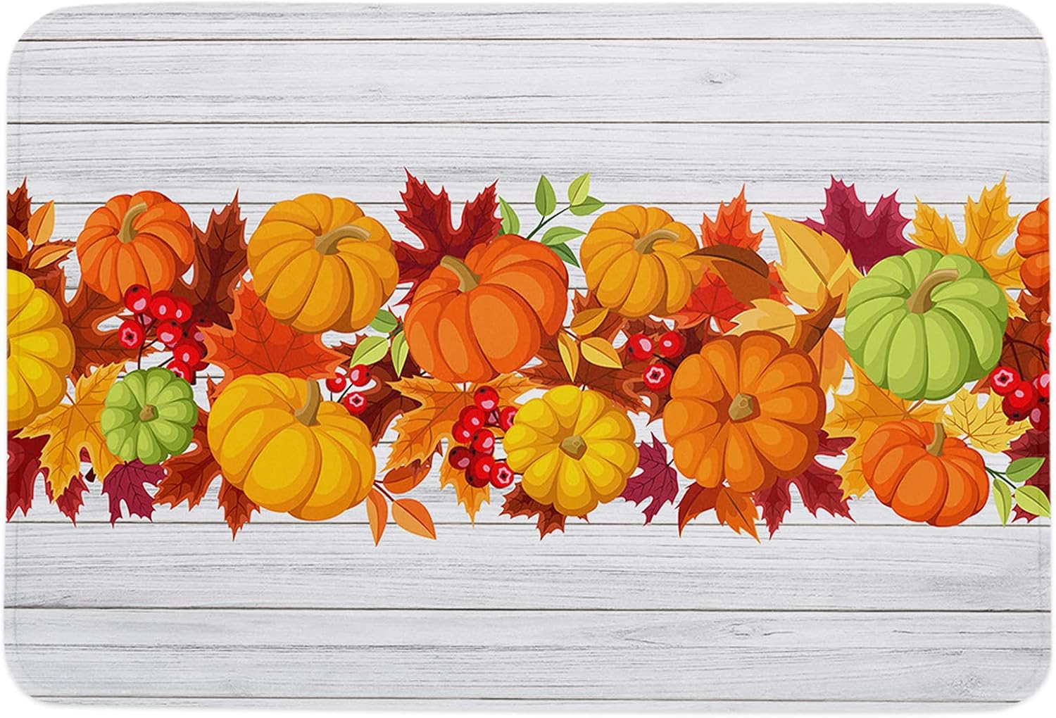 Autumn Harvest Durable Bath Mat, Entrance Front Door Rug Shoes Mat Sponge Carpet, Indoor Non Slip Floor Bath Mat – Thanksgiving Pumpkin Maple Leaves
