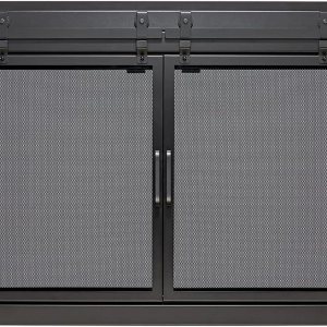 UniFlame – Gregory – Puertas de chimenea estilo gabinete con vidrio templado ahumado (color negro, tamaño mediano – se adapta a aperturas de 30 a 37 UniFlame – Gregory – Puertas de chimenea estilo gabinete con vidrio templado ahumado (color negro, tamaño mediano – se adapta a aperturas de 30 a 37