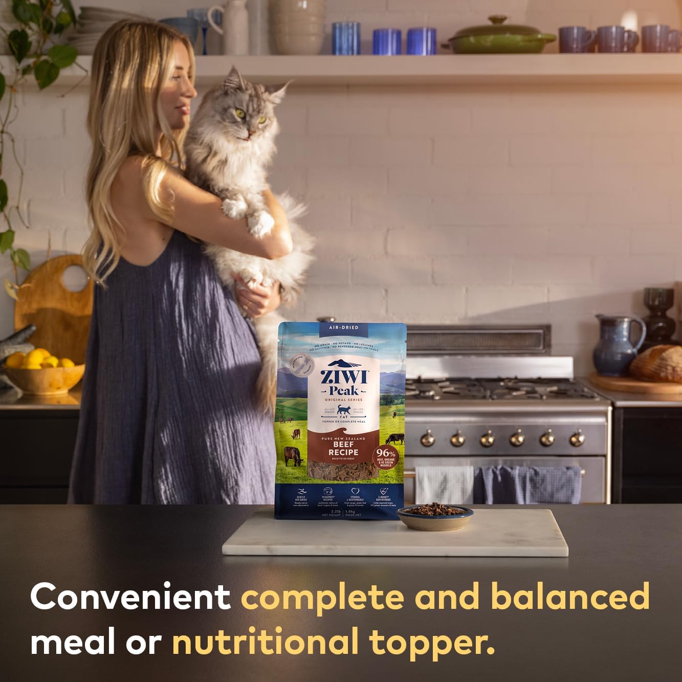 ZIWI Peak Alimento para gatos secado al aire, totalmente natural, alto en proteínas, sin granos e ingredientes limitados con superalimentos (carne