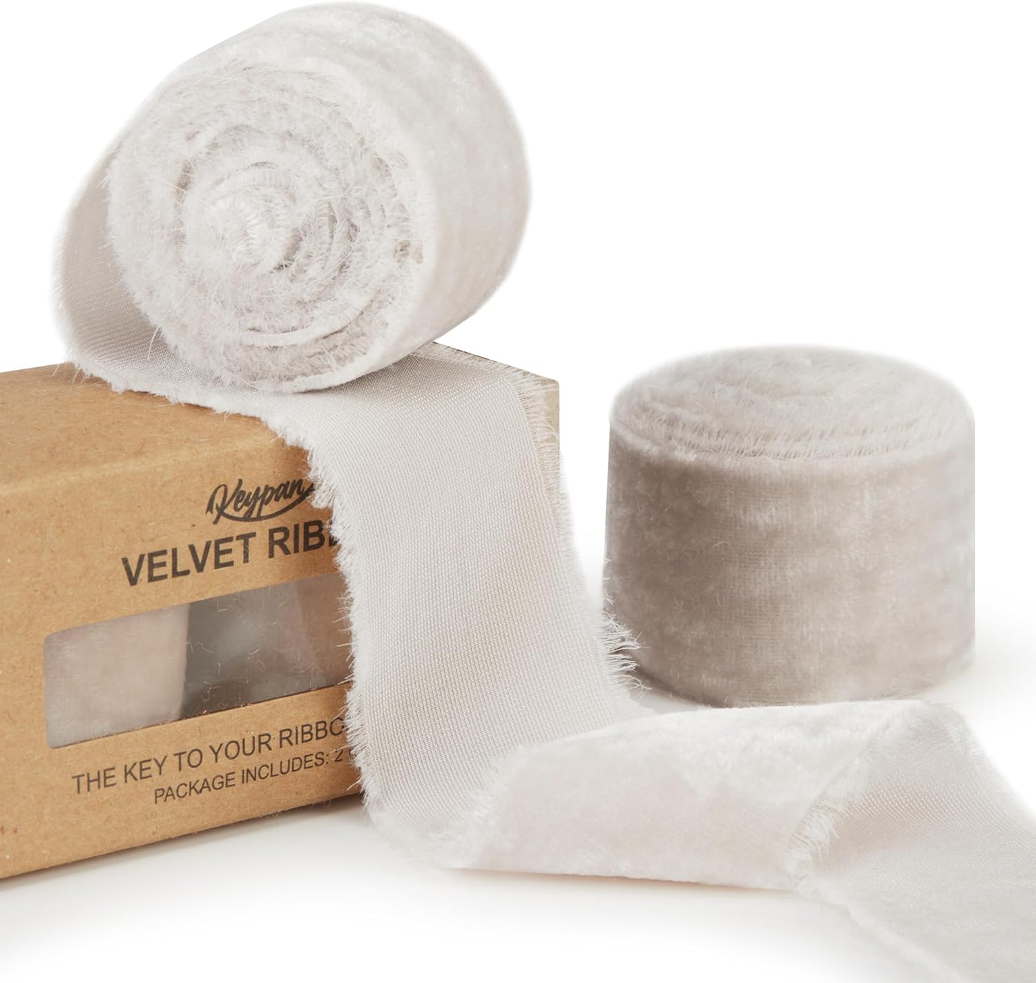 Cinta de terciopelo gris claro para envolver regalos, cinta de tela con flecos hecha a mano de 1 12 pulgadas de ancho para decoraciones de Navidad,