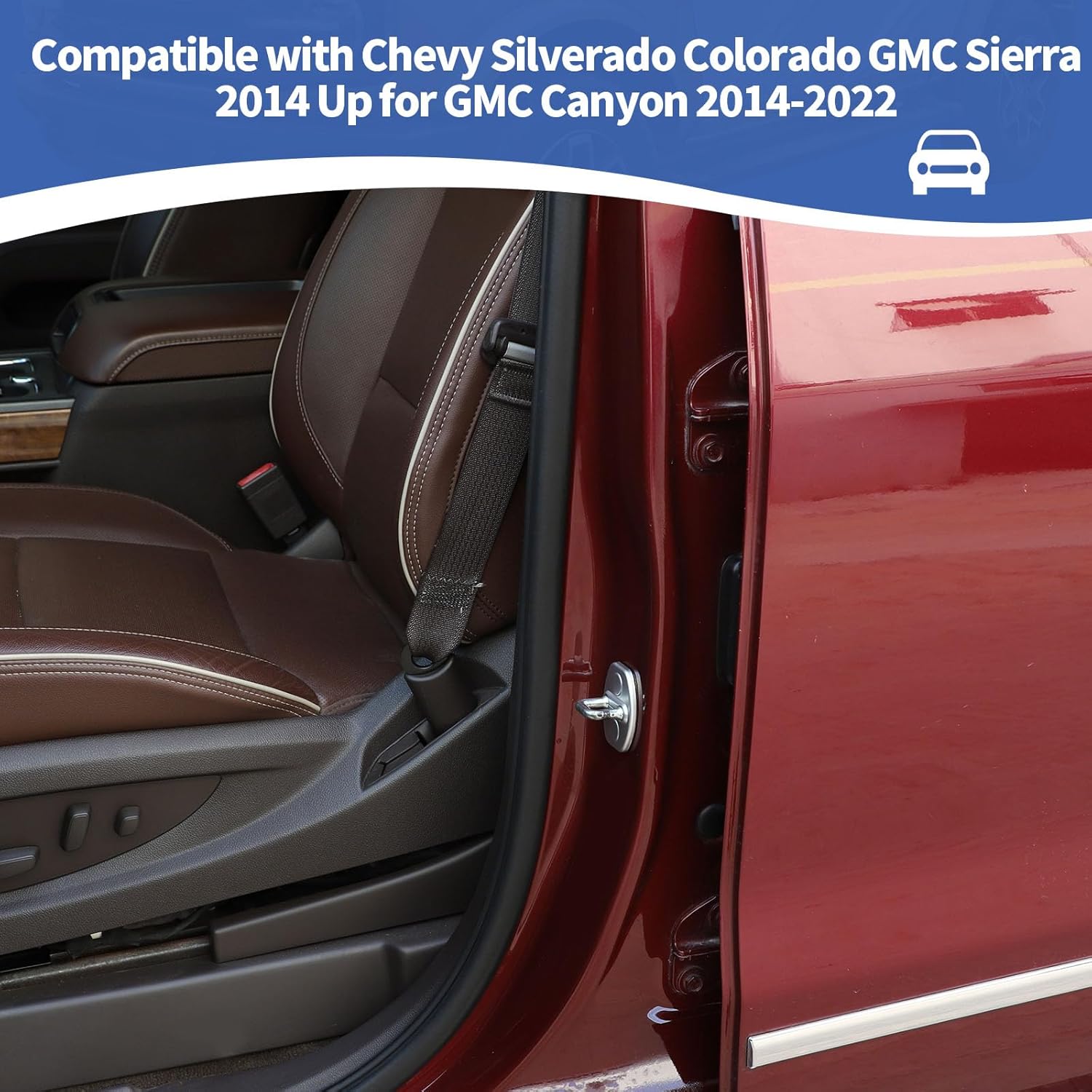 RT-TCZ Cubierta de pestillo de cerradura de puerta Silverado, accesorios plateados compatibles con Chevy Silverado Colorado GMC Sierra 2014 hasta