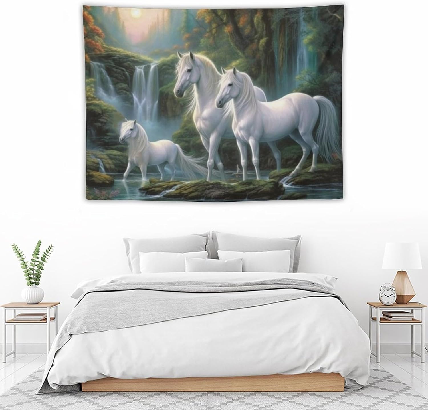 Tapiz para colgar en la pared, decoración de dormitorio, hogar, sala de estar, tapices artísticos para pared, animales, caballos, familia, lindo