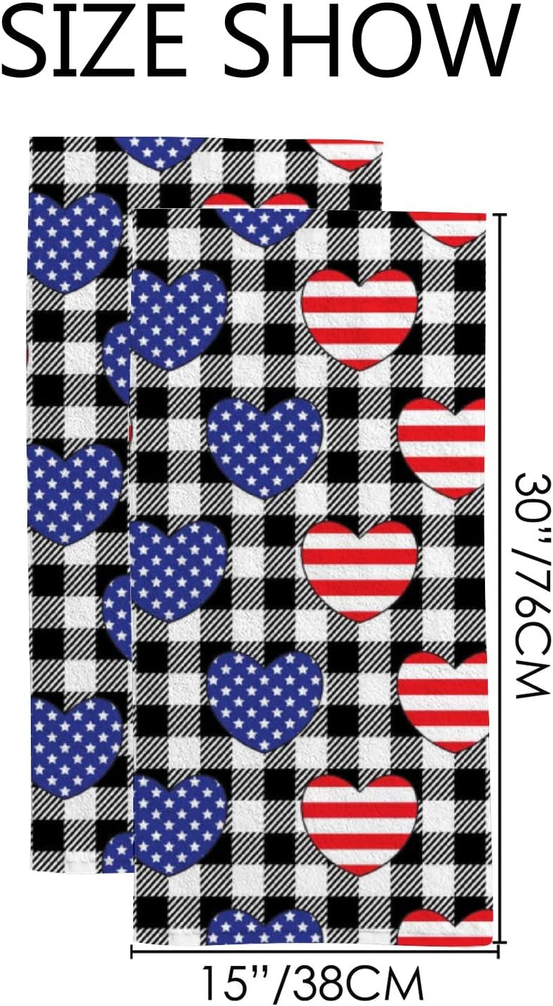 Toallas de cocina de mano para baño, paquete de 2 toallas absorbentes patrióticas para el Día de la Independencia del 4 de julio