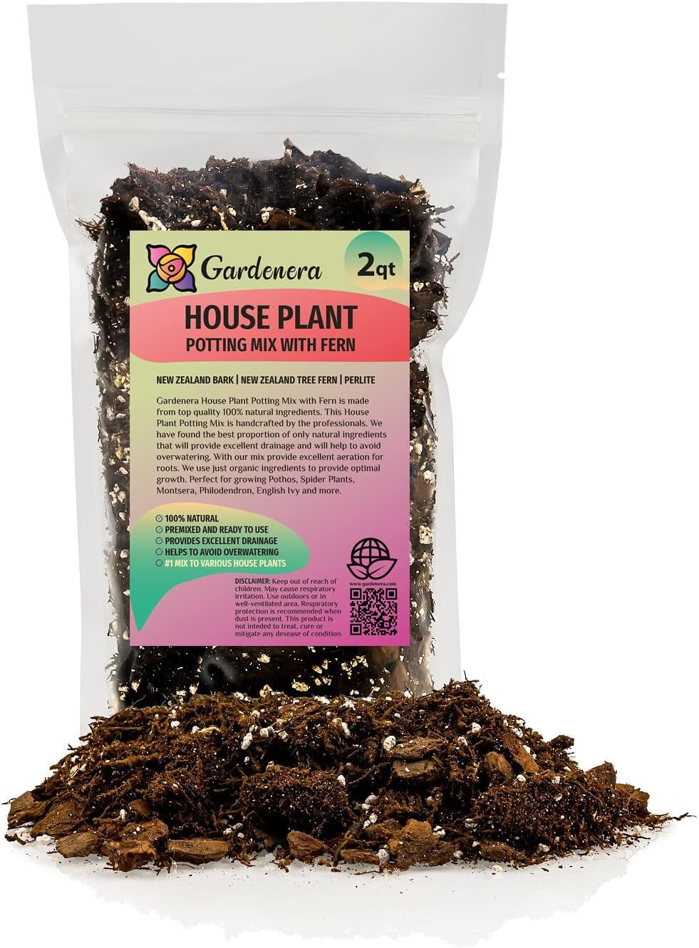 PREMIUM Gardenera – Mezcla para macetas para plantas de casa, helecho, corteza de Nueva Zelanda + perlita, ideal para potos, plantas araña,