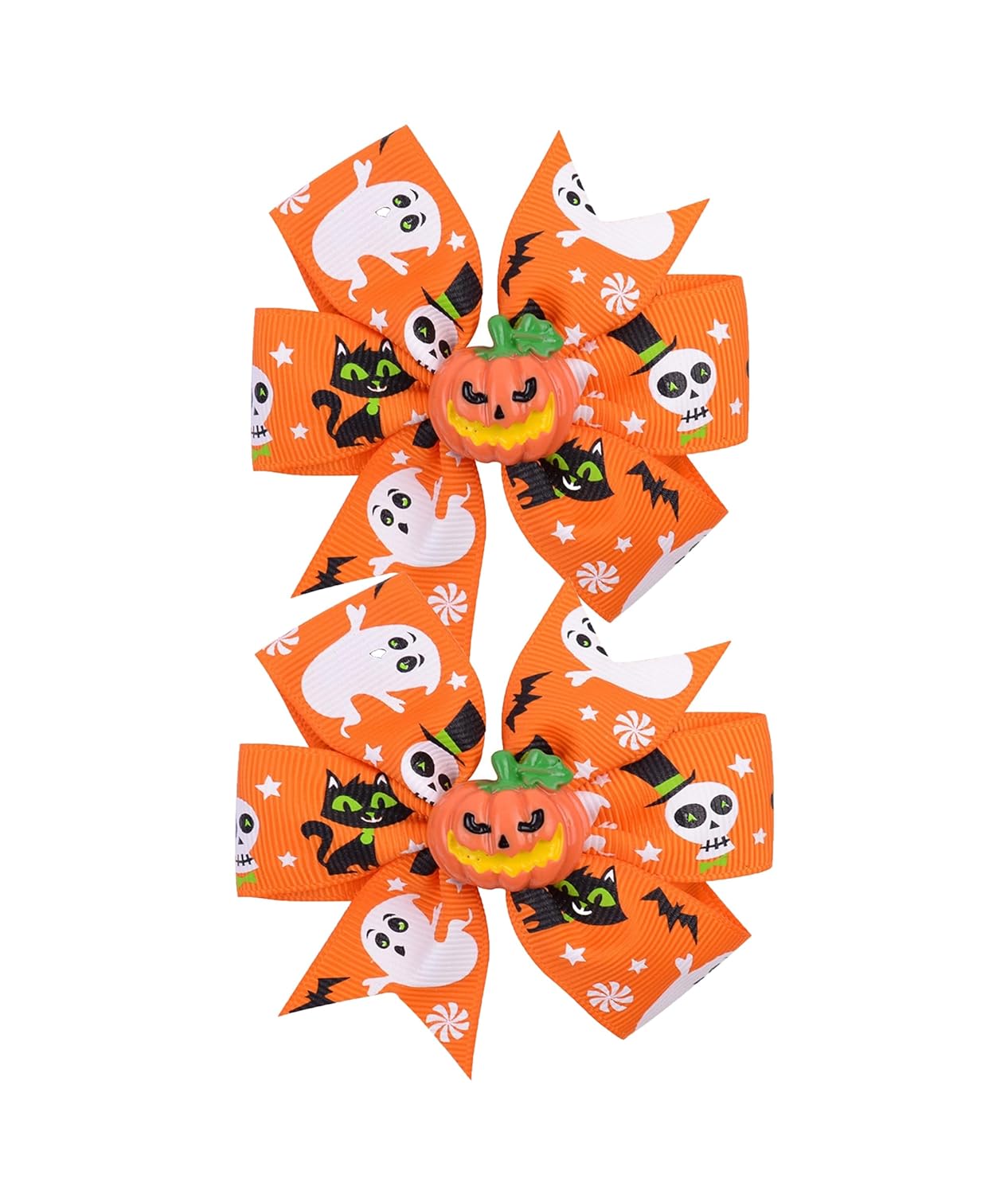 Lazo para el pelo de Halloween, calabaza, murciélago, araña, fantasma, horquilla para fiesta de Halloween, accesorios para el cabello (naranja)