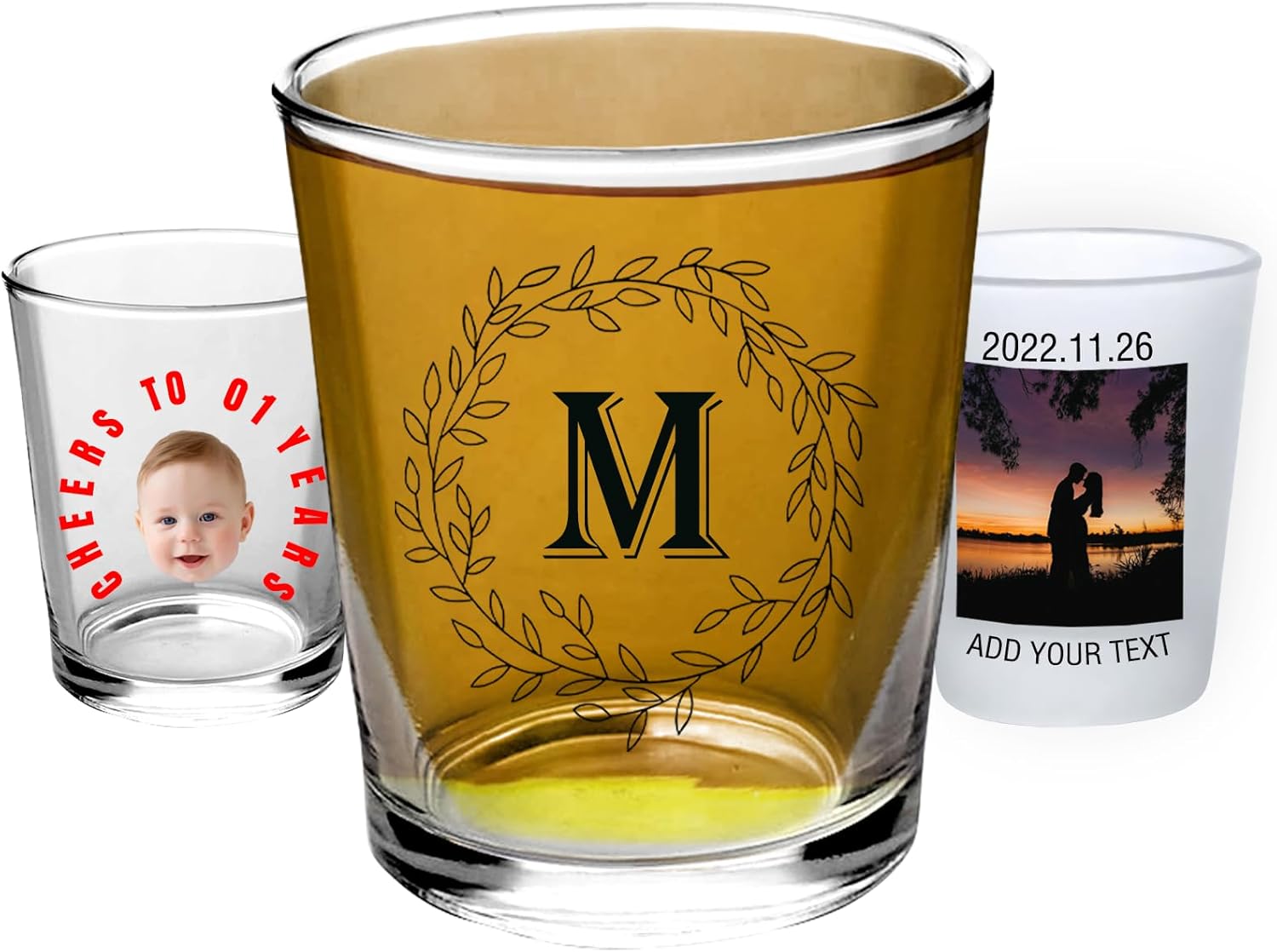 Vasos de chupito personalizados transparentes con tu texto fotográfico, vasos de chupito esmerilados personalizados de 1.5 onzas, accesorios de