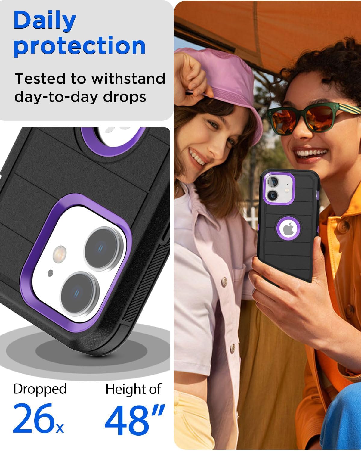 AICase Funda para iPhone 11, resistente protección contra caídas, cuerpo completo, resistente, a prueba de golpes, militar, resistente, duradera,