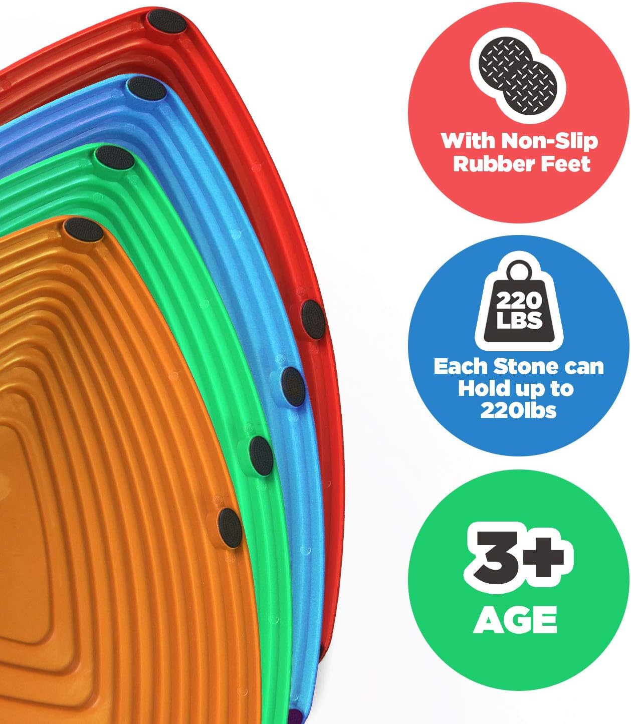 Shape28 Stepping Stones para niños, ideal para el equilibrio, el ejercicio y la coordinación, equipo de juego para interiores y exteriores para niños