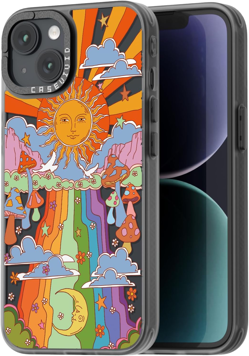 Funda compatible con iPhone 15, bonita estética, duradera y a la moda, divertida funda para teléfono, diseño de hongos femeninos para mujeres y