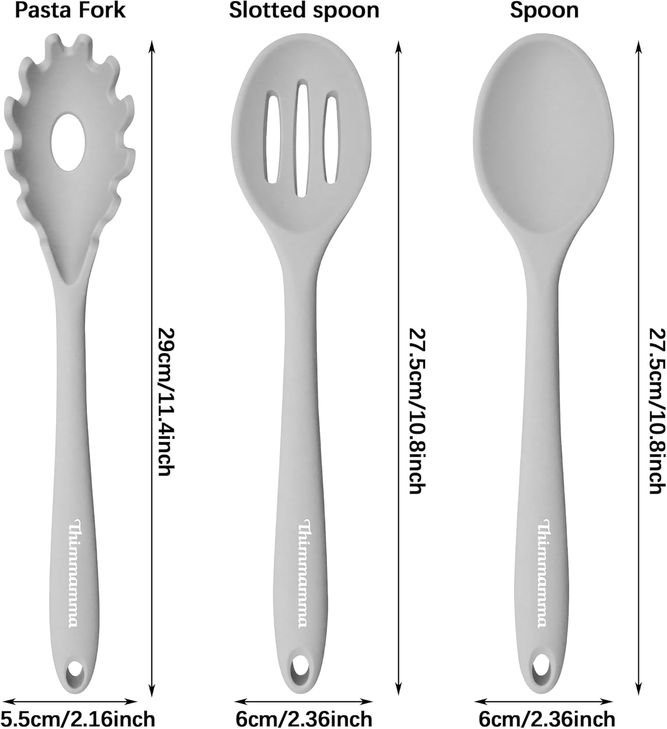 Cucharas de cocina de silicona, resistentes al calor, cuchara ranurada para pasta de silicona, juego de cucharas sólidas para utensilios de cocina