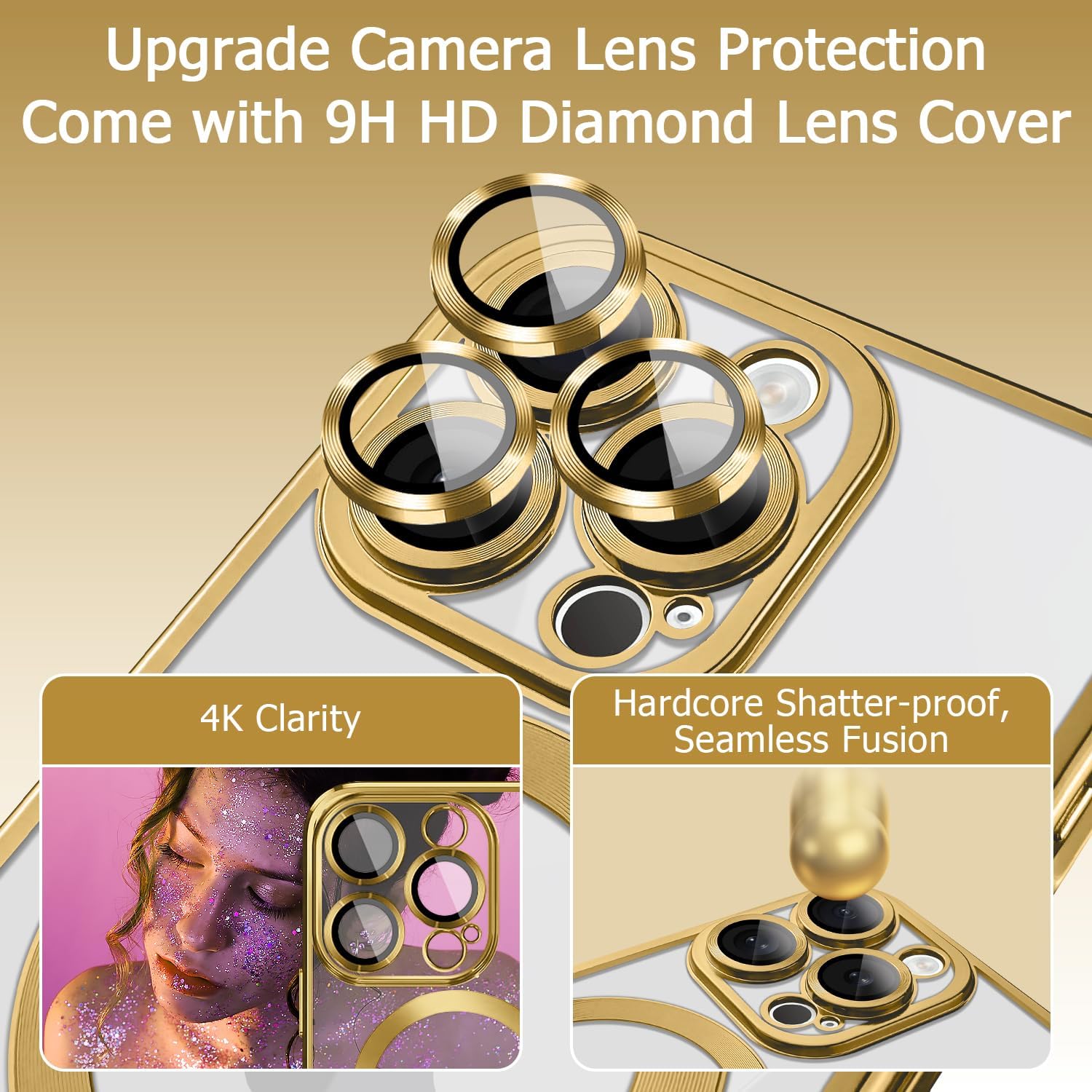 Karrint Funda magnética transparente para iPhone 15 Pro compatible con MagSafe protector de lente de cámara integrado Funda protectora de TPU para