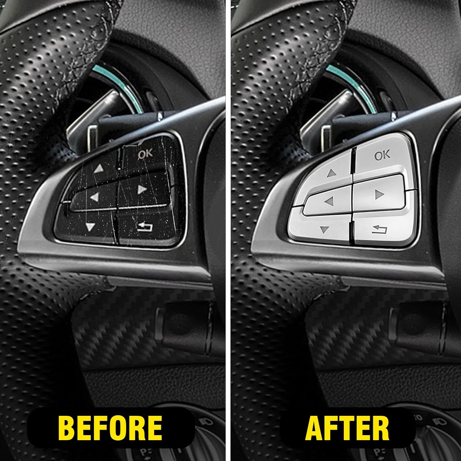 Mercedes Benz – Fundas para botón de volante, 12 unidades, ABS cromados, adhesivos para A B, GLA, CLA, GLS, GLE CLS, SL Class