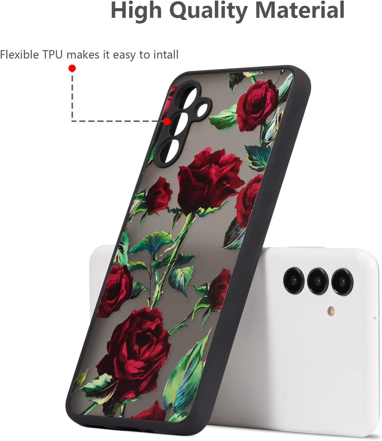 XIZYO Funda para Samsung Galaxy A54 5G, bonita funda de teléfono floral rosa para mujeres y niñas, diseño impreso delgado, translúcido, mate, funda