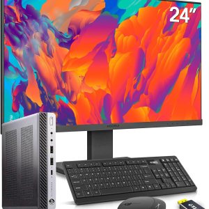 HP EliteDesk – Mini computadora de escritorio con monitor de 24 pulgadas, Intel i7-6700 AX210 Wi-Fi 6e, Bluetooth 5.2, 32 GB de RAM, SSD NVMe de 1 HP EliteDesk – Mini computadora de escritorio con monitor de 24 pulgadas, Intel i7-6700 AX210 Wi-Fi 6e, Bluetooth 5.2, 32 GB de RAM, SSD NVMe de 1