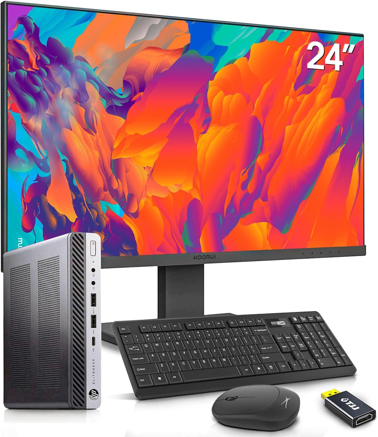 HP EliteDesk – Mini computadora de escritorio con monitor de 24 pulgadas, Intel i7-6700 AX210 Wi-Fi 6e, Bluetooth 5.2, 32 GB de RAM, SSD NVMe de 1