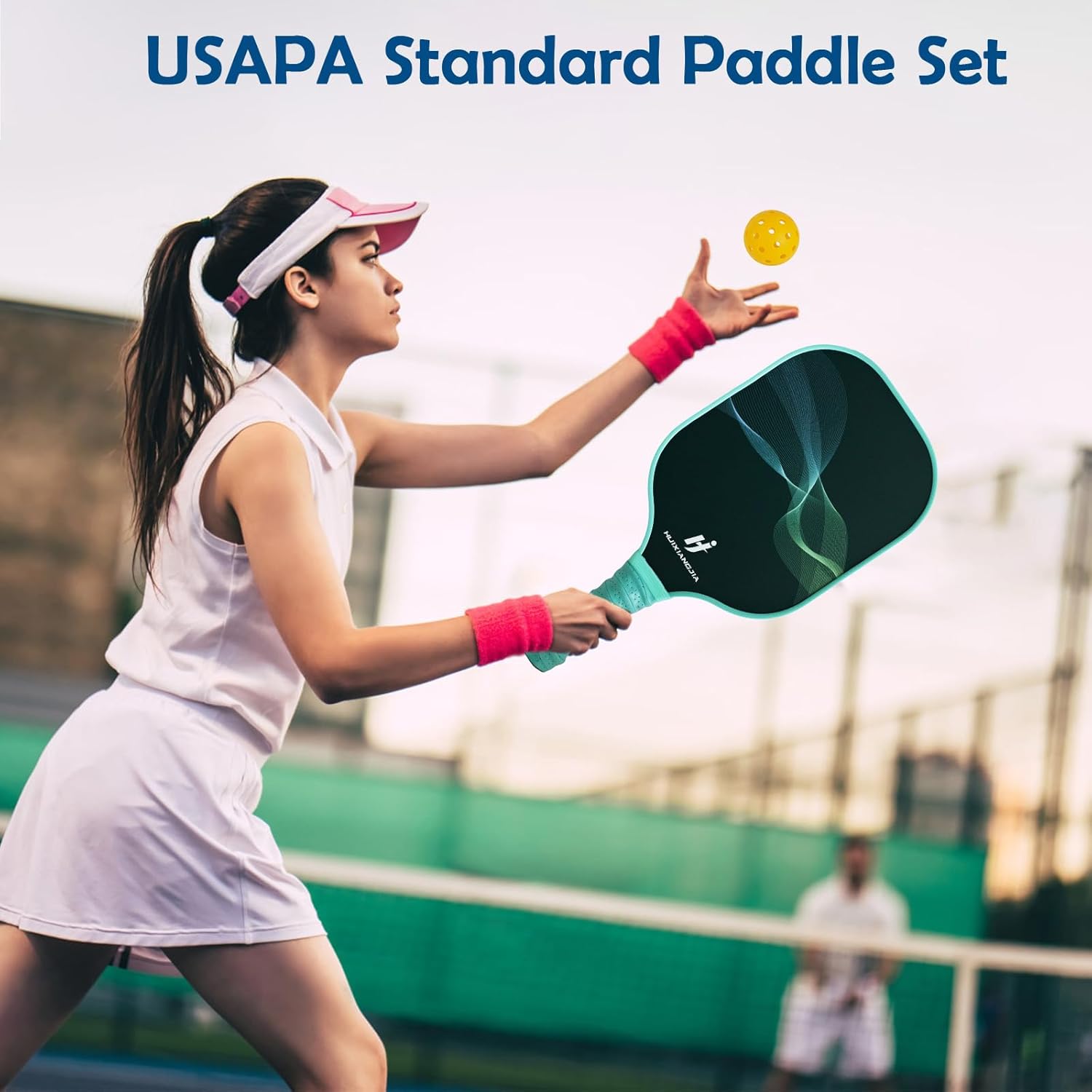 Paletas de pickleball, juego de 2 paletas de pickleball de superficie de fibra de vidrio, 4 bolas de pickleball para interiores y exteriores, 1