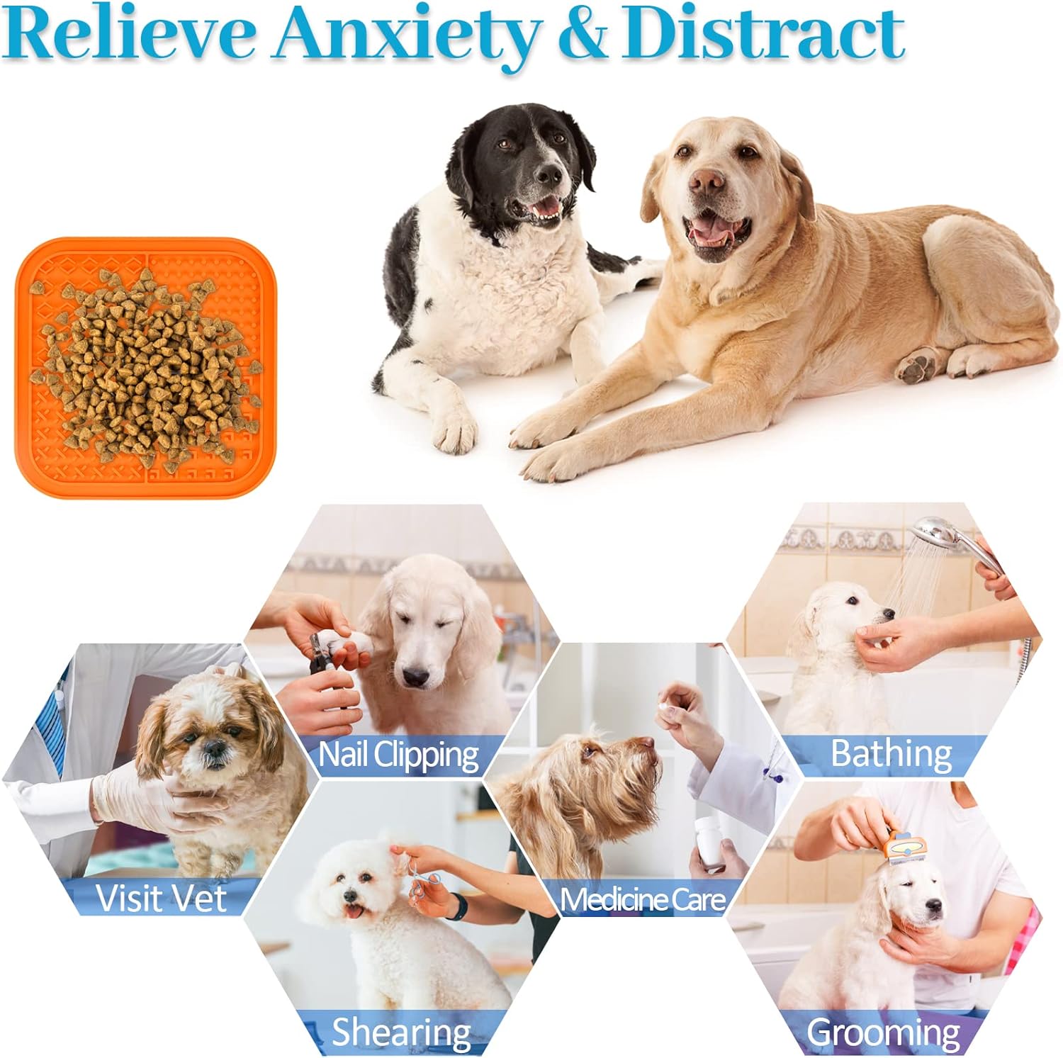 Tapete para lamer perros y gatos, paquete de 4 unidades, almohadilla para lamer mantequilla de maní para perros con fuertes ventosas para calmar,