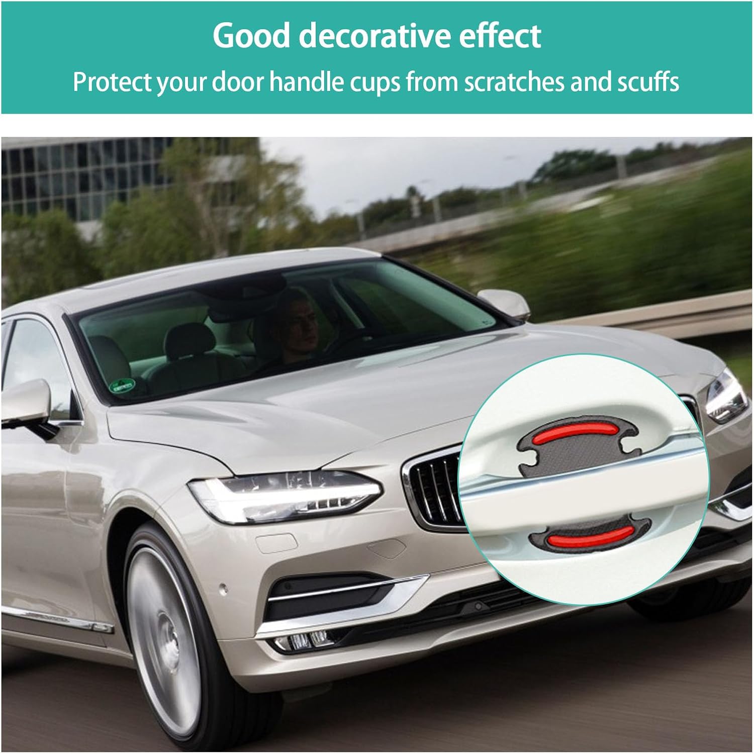 4 protectores contra arañazos para manijas de puerta de automóvil, fibra de carbono 3D, antiarañazos, protector de pintura con tiras reflectantes de